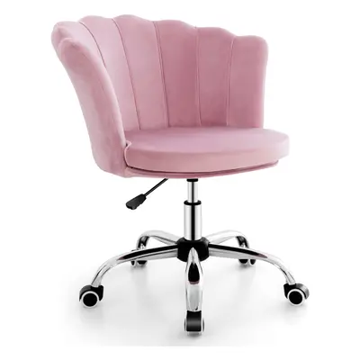 Velvet Swivel Armchair Seashell Back Adjustable Vanity Computer Chair