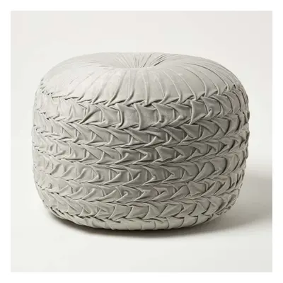 (Grey) Grace Pleated Velvet Pouffe