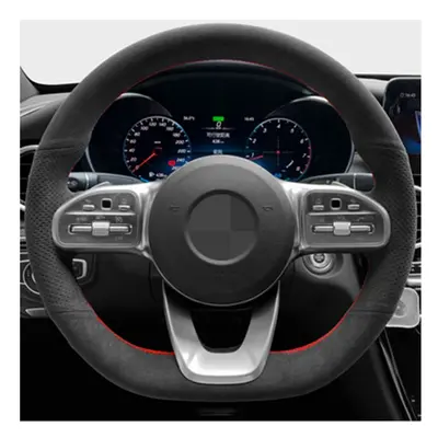 (Style 1) Anti-Slip Black Suede Braid Car Steering Wheel Cover For Mercedes-Benz