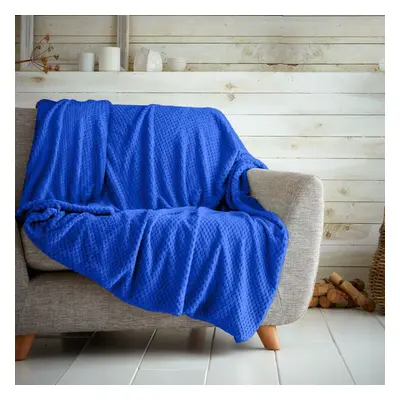 (King 200x240cm, Electric Blue) LUXURY POPCORN WAFFLE BLANKET FLEECE TRAVEL THROW SOFA BED WARM 