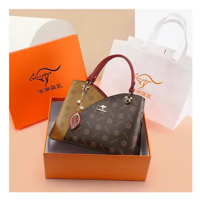 (Wine red (gift box+handbag)) Mother's Day Gift Mother's Bag Middle -Aged Handbody Bags Laohua W