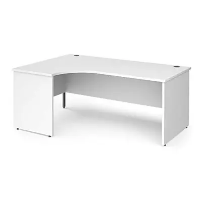 Contract left hand ergonomic desk with panel ends and graphite corner leg, 1800, White