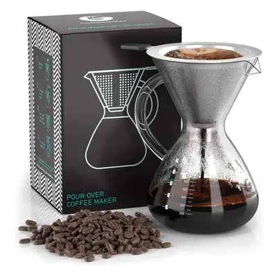 Coffee Gator Pour Over Brewer - Unlock More Flavour with a Paperless Stainless Steel Filter and 