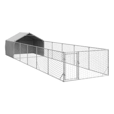 vidaXL Outdoor Dog Kennel with Run 8x2x1.5 m Galvanised Steel outdoor dog cage