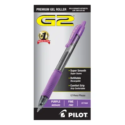 Pilot G2 Premium Gel Roller Pens Fine Point 0.7 mm Purple Pack of