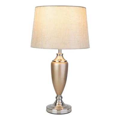 Malham Large Ceramic Table Lamp with Shade - Champagne Gold and Silver