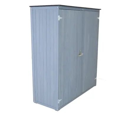 Charles Bentley FSC Garden Chest Storage Shed H155 x L55 x W138cm Grey Wooden Patio Wide Store S