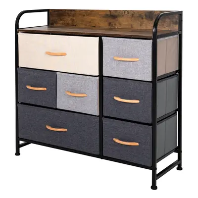 Fabric Chest of Drawers 7-Drawer Dresser 3-tier Storage Organizer Unit