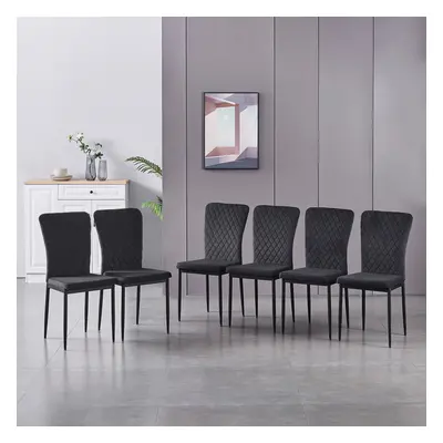 (Black(velvet), pcs) 4/6 Dining Chairs High Back Velvet/PU Office