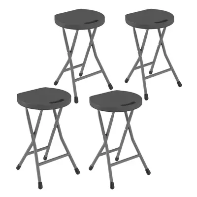 Outsunny Folding Stool Set of 4, Decorative Garden Stool Set, Charcoal Grey