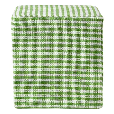 (Green) Gingham Check Cotton Cube Pouffe x x cm