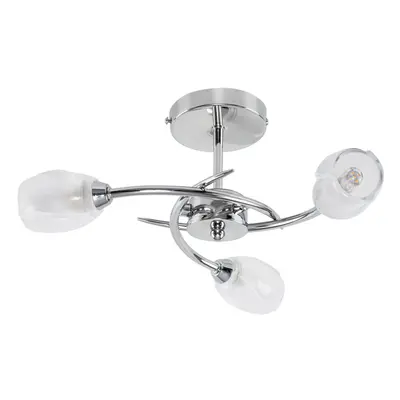 Modern Chrome Way Ceiling Light with Frosted Glass Shades