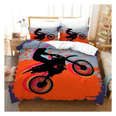 (200x230cm 3pcs, 3) Motorcycle Motocross Duvet Cover King Queen Teens Racing Dirt Bike Motorbike