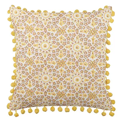 Cotton Cushion Floral Pattern x cm Yellow LYCROIS