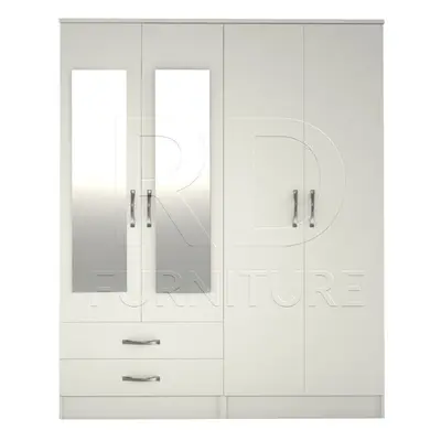 Ready assembled Classic Door Drawer Mirrored Wardrobe White