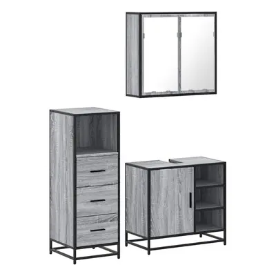 (grey sonoma) vidaXL Piece Bathroom Furniture Set Sonoma Oak Engineered Wood