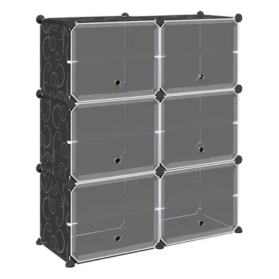 (84.5 x 31.5 x 93.5 cm) vidaXL Storage Cube Organiser with Cubes and Doors Display Shelf Black P