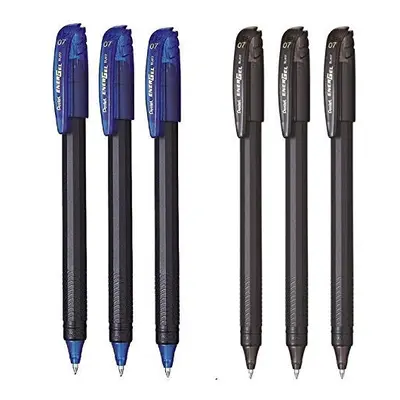 Pentel Energel - 0.7mm - Roller Gel Pen Set - Pack of Pens - (3 BLUE + BLACK)