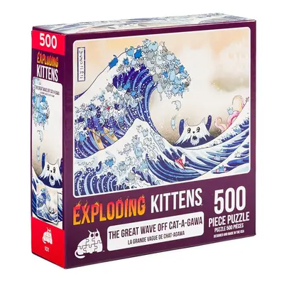 Exploding Kittens Piece Jigsaw Puzzle - Great Wave Off Catagawa Jigsaw Puzzles for Adults Cat Pu