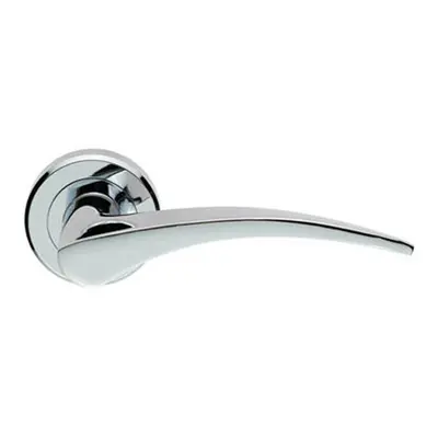 PAIR Arched Tapered Handle on Round Rose Concealed Fix Polished Chrome