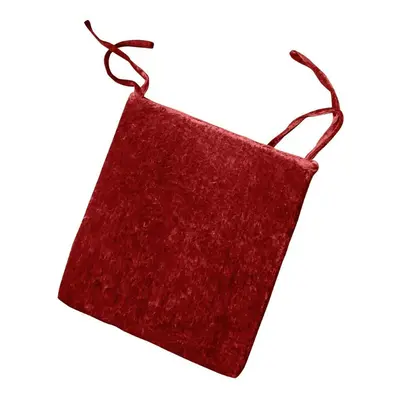 (Pack of 8, Red) Crushed Velvet Foam Filled Seat Pad Chair Cushions With Ties Chair Pads