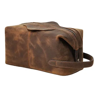 Contacts Men Leather Makeup Bag Cosmetic Bag Toiletry Storage Bag Handbag Travel