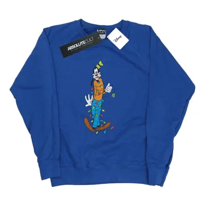 (M, Royal Blue) Disney Womens/Ladies Goofy Christmas Lights Sweatshirt