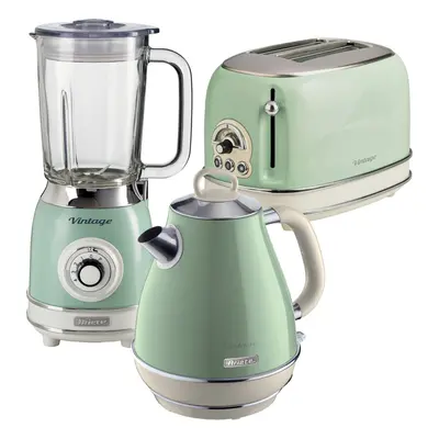 Ariete ARPK23 Retro Style Jug Kettle, Toaster & Jug Blender Set, Vintage Design, Green