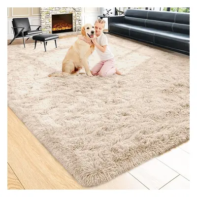 (BEIGE, 160X230 CM) Extra Large Rugs Fluffy Shaggy Living Room Rug