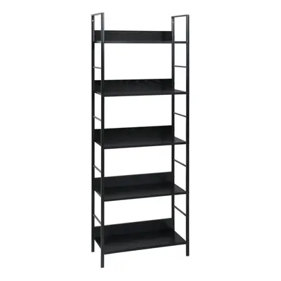 vidaXL 5-Layer Book Shelf Black Engineered Wood Standing Shelf Book Cabinet