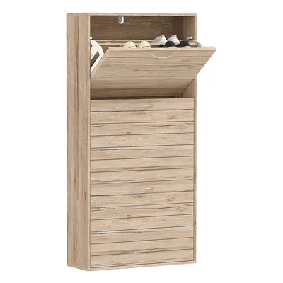 HOMCOM Slim Shoe Storage Cabinet with Flip Drawers for Pair of Shoes