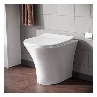 Nes Home Modern Bathroom Rimless Back to Wall Toilet with Soft Close Seat White