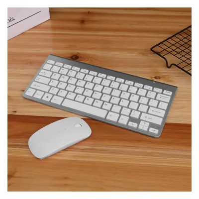 (Silver) Slim 2.4G Cordless Wireless Keyboard Mouse Set