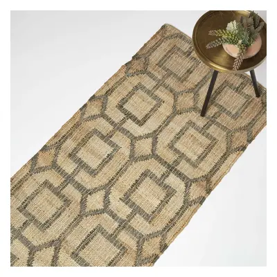 (66 x cm) Tiran Brown Geometric Handwoven Jute Rug