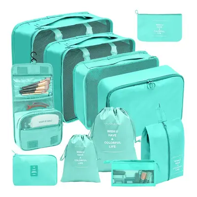 (Eleven piece set in bright blue, suit) Hot Selling Amazon Waterproof Travel Storage Bag Set Of 