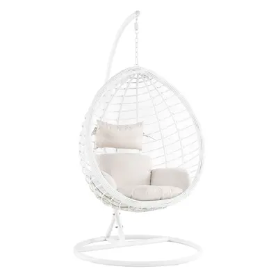 Hanging Chair with Stand FANO PE Rattan White