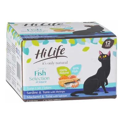 Hilife It's Only Natural Cat Can Luxury Fish Selection 12x70g (Pack of 4)