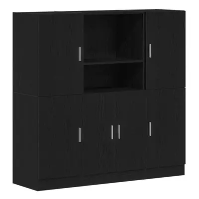 (black) vidaXL Kitchen Cabinet Set Piece Storage Cabinet Cupboard Engineered Wood