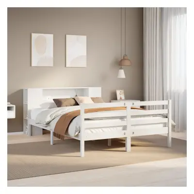 vidaXL Bookcase Bed without Mattress White 135x190 cm Double Solid Wood Pine