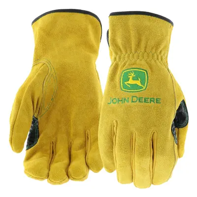 John Deere JD00004 Leather Gloves - Medium Size Split Cowhide Work Glo