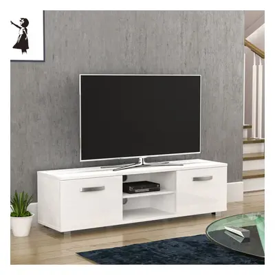 (White) Cosmo Door TV Stand Shelf Cabinet Display 140cm