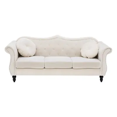 3 Seater Velvet Sofa Beige SKIEN