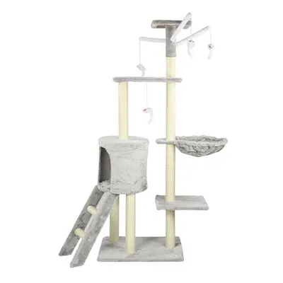 (Light gray) Large Multilevel Cat Tree Scratching Post Kitten Climbing Tower Activity Centre