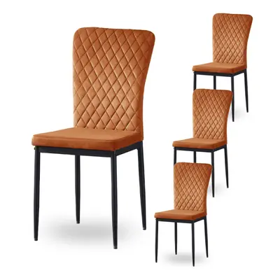 (Orange(velvet), pcs) 4/6 Dining Chairs High Back Velvet/PU Office