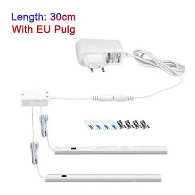 (2 x 30cm interface + EU Plug, Warm White) LED Cabinet Light Wireless Hand Sweep Closet Lamp Inf