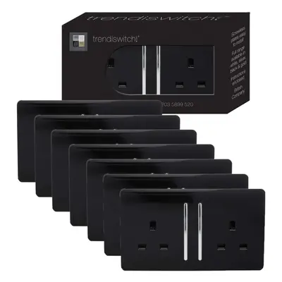 Trendi Gang Artistic Modern Glossy Amp Switched Tactile Long Plug Socket Black Trade Pack (x7) A