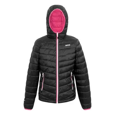 (18 UK, Black/Pink Potion) Regatta Womens/Ladies Hillpack II Hooded Padded Jacket