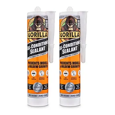 Gorilla All Conditions Silicone Sealant Clear 295ml (2 Pack)