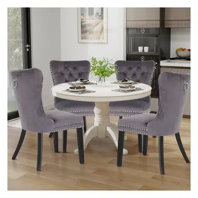 (set of 4) 1/2/4/6 Velvet Dining Chairs w/Door Knocker Grey