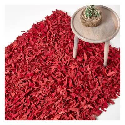 (120 x cm, Red) Dallas Leather Shaggy Rug